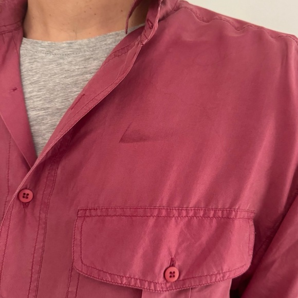 Vintage Tip Top Tailors 100% Silk Pink Safari Shirt - S - Picture 16 of 16